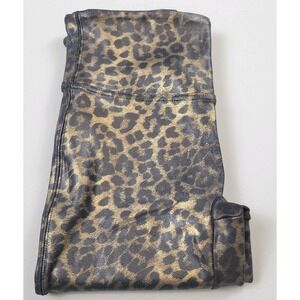 Spanx by Sara Blakely Faux Leather Leopard Leggings in Leopard Shine Size Small